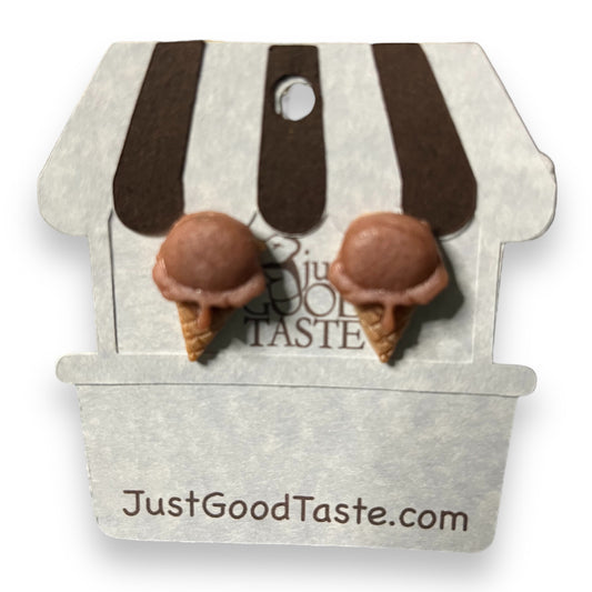 Chocolate Ice Cream Cone Earrings