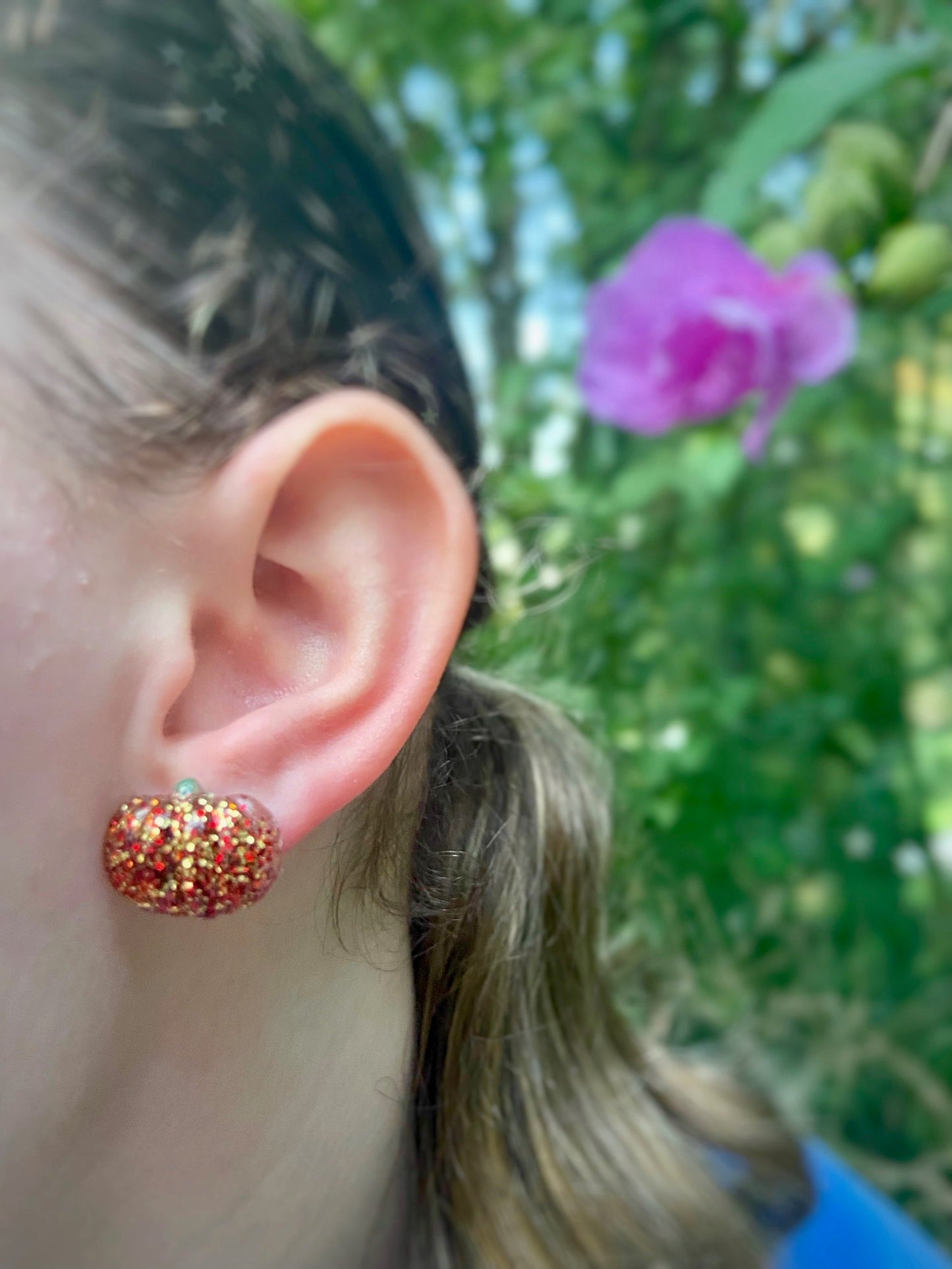 Fall Glitter Pumpkin Earrings